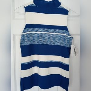 Nine West Top Sleeveless Blue /White Size X Small